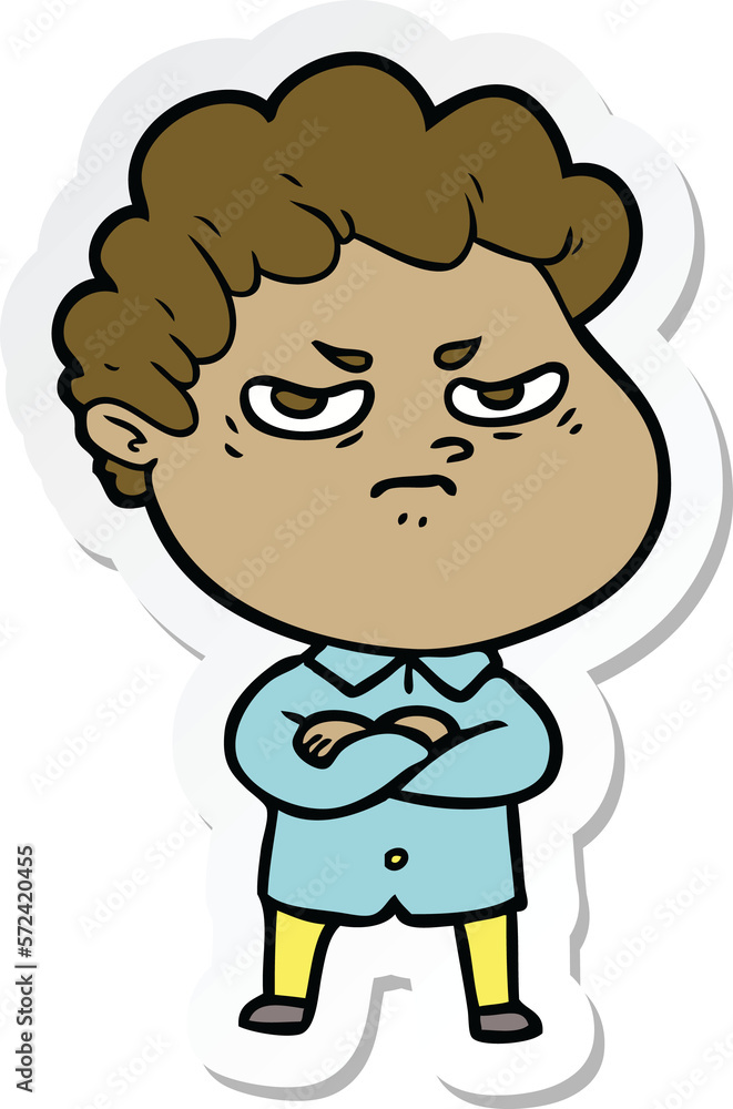 sticker of a cartoon angry man