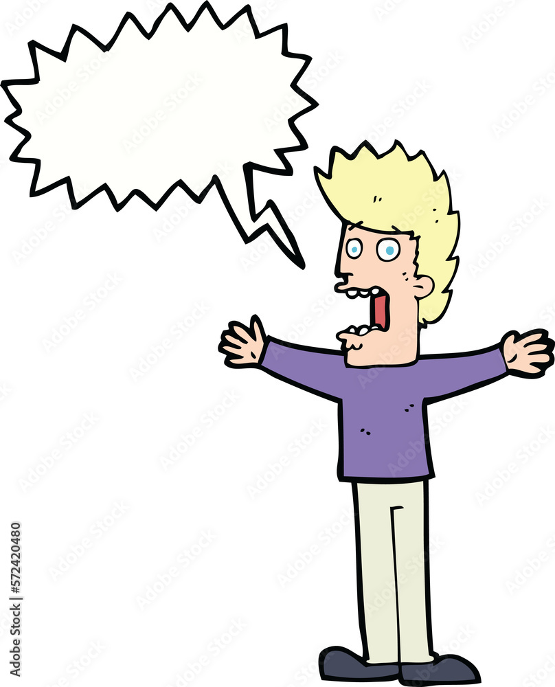 cartoon terrified man with speech bubble cartoon terrified man with speech bubble