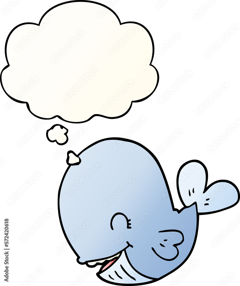 cartoon whale and thought bubble in smooth gradient style cartoon whale and thought bubble in smooth gradient style