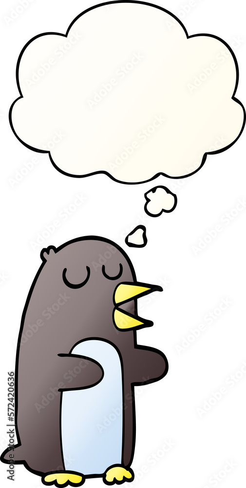 cartoon penguin and thought bubble in smooth gradient style cartoon penguin and thought bubble in smooth gradient style