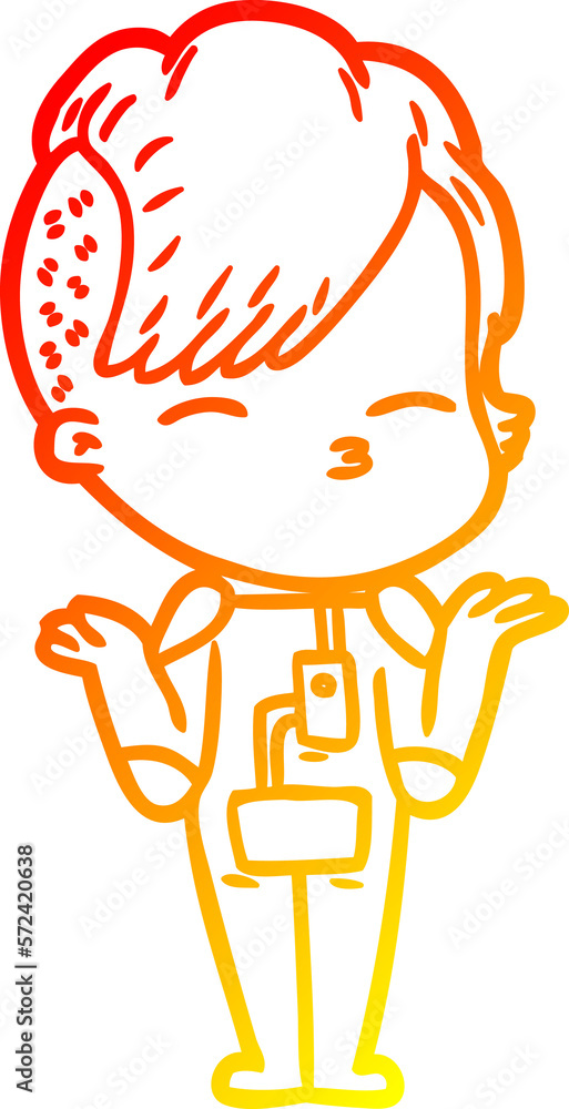 warm gradient line drawing cartoon girl wearing futuristic clothes warm gradient line drawing cartoon girl wearing futuristic clothes