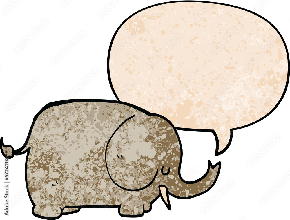 cartoon elephant and speech bubble in retro texture style cartoon elephant and speech bubble in retro texture style