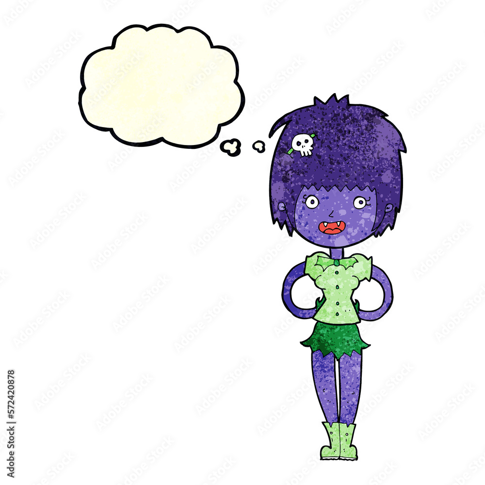 cartoon happy vampire girl with thought bubble cartoon happy vampire girl with thought bubble