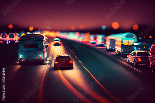 Dynamik und Bewegung: Langzeitbelichtung der Autobahn - Generative Ai