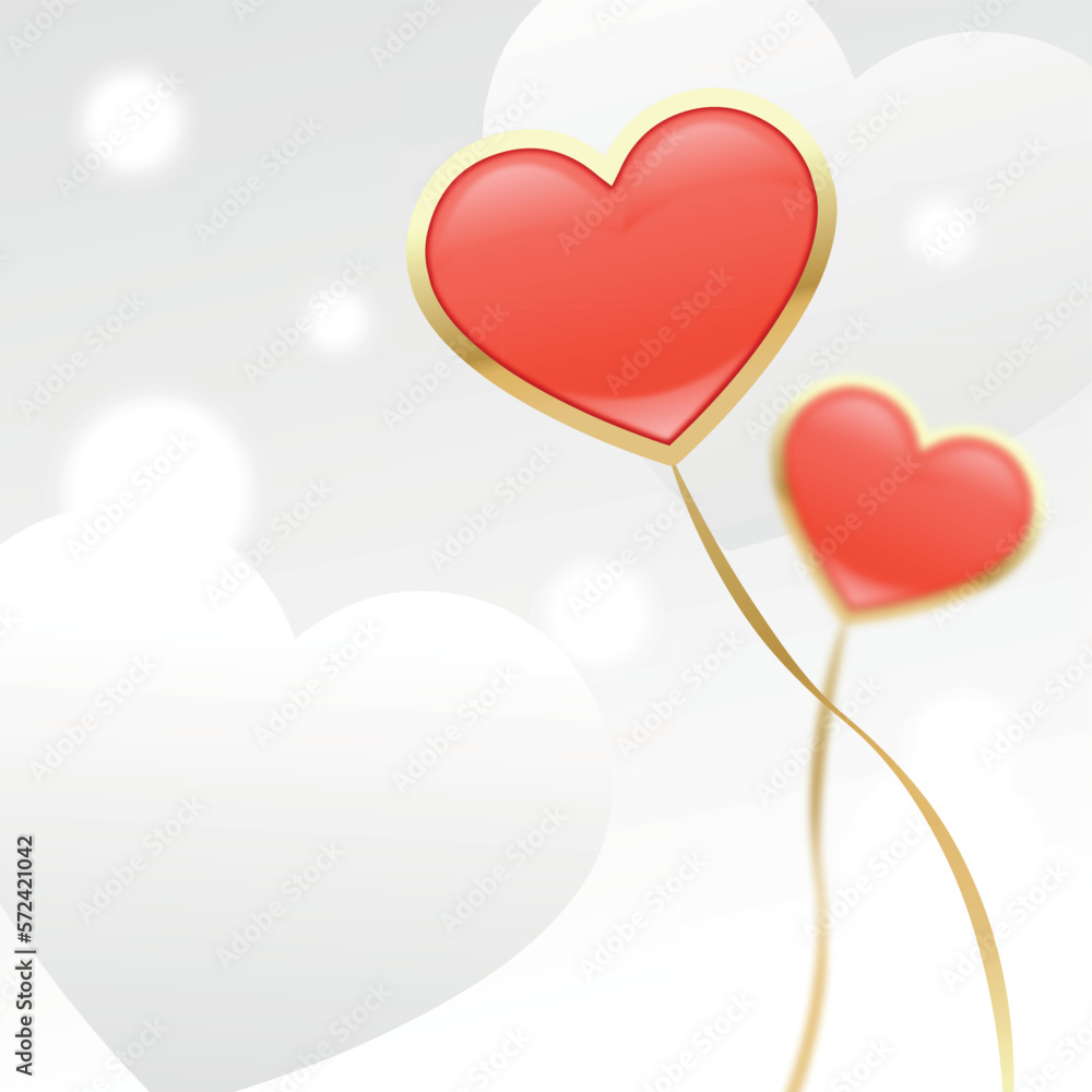Heart shaped balloons in the sky background