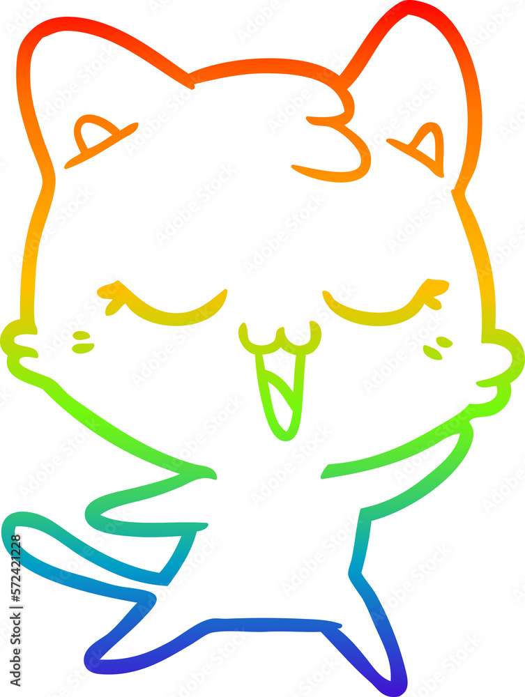 rainbow gradient line drawing happy cartoon cat rainbow gradient line drawing happy cartoon cat