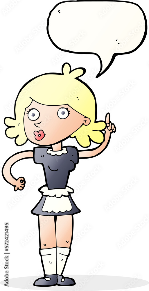 cartoon surprised maid with speech bubble cartoon surprised maid with speech bubble