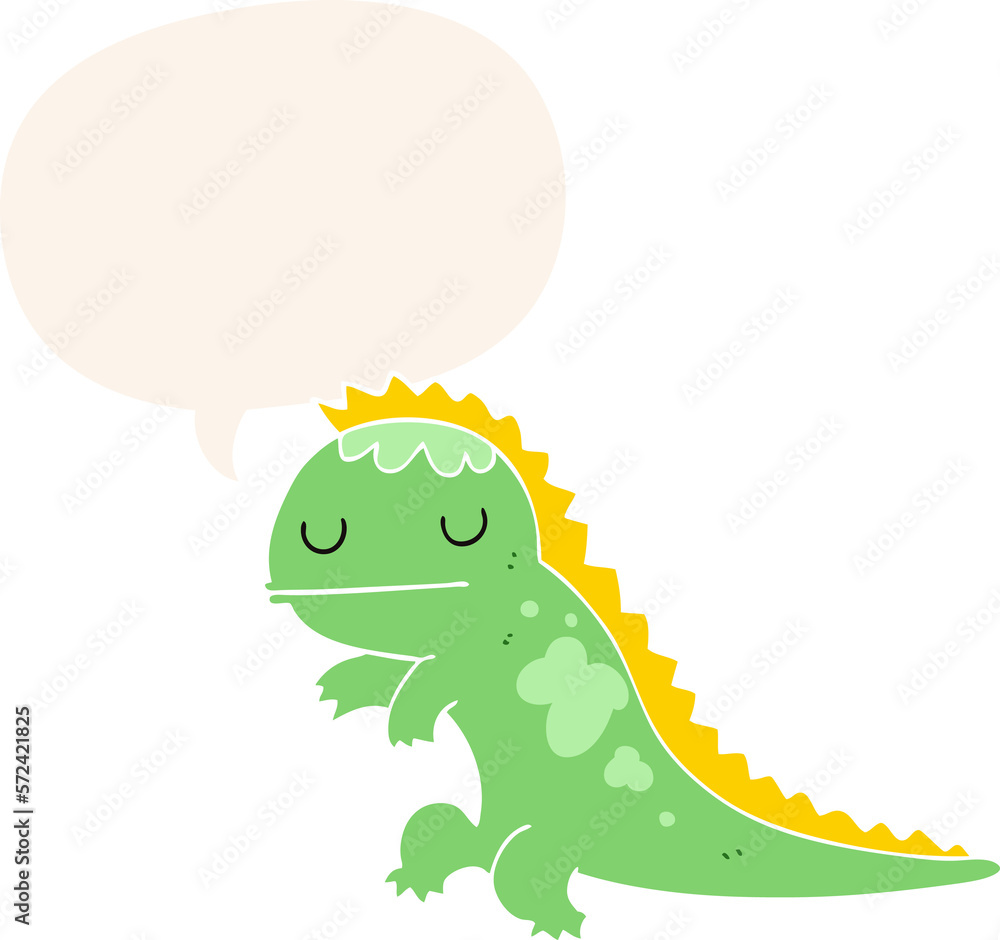 Fototapeta premium cartoon dinosaur and speech bubble in retro style