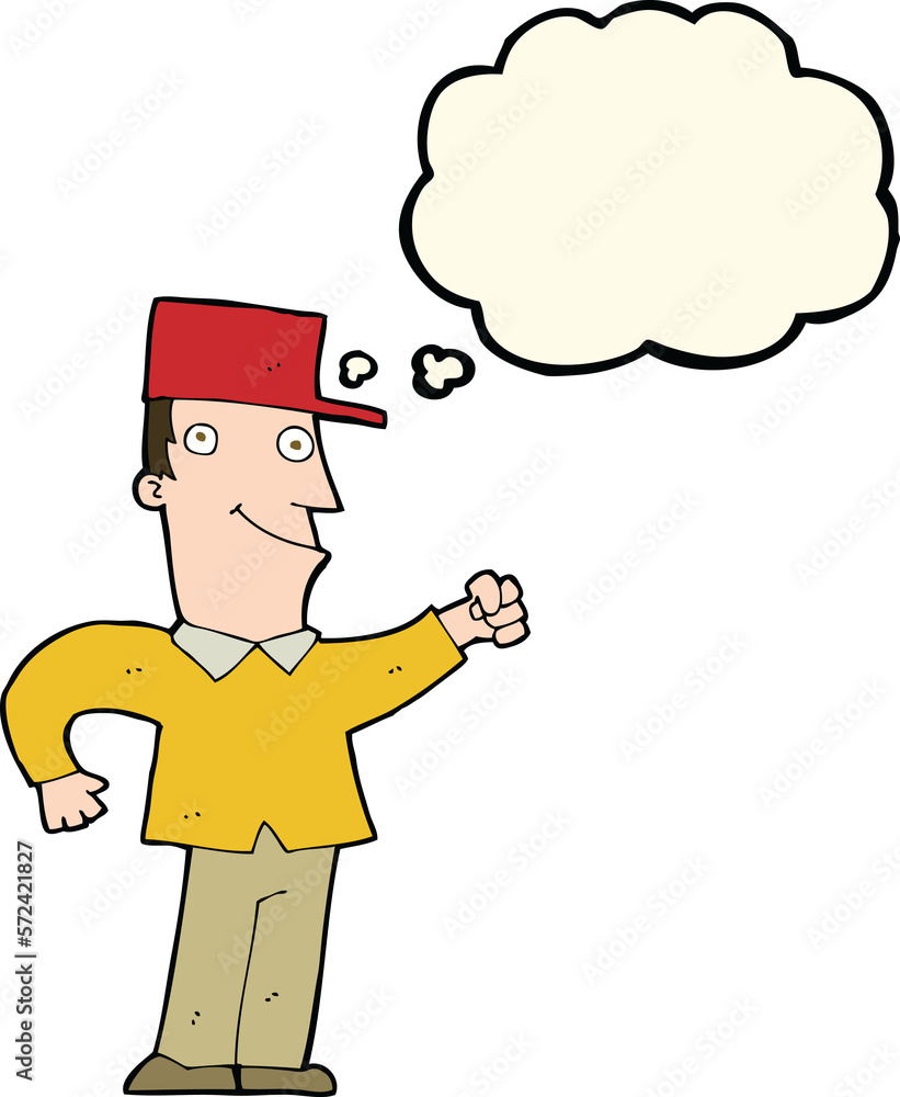 cartoon man punching air with thought bubble cartoon man punching air with thought bubble