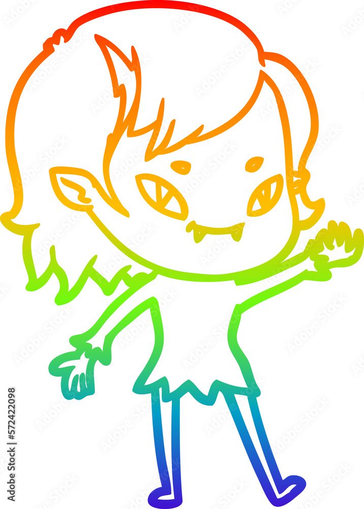 rainbow gradient line drawing cartoon friendly vampire girl rainbow gradient line drawing cartoon friendly vampire girl