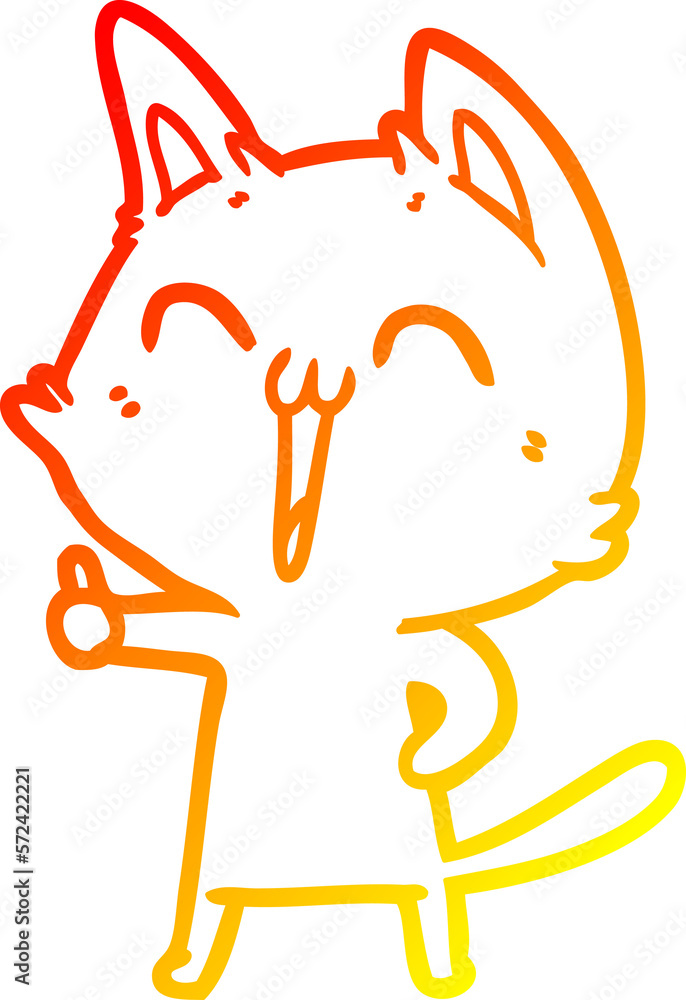 warm gradient line drawing happy cartoon cat warm gradient line drawing happy cartoon cat