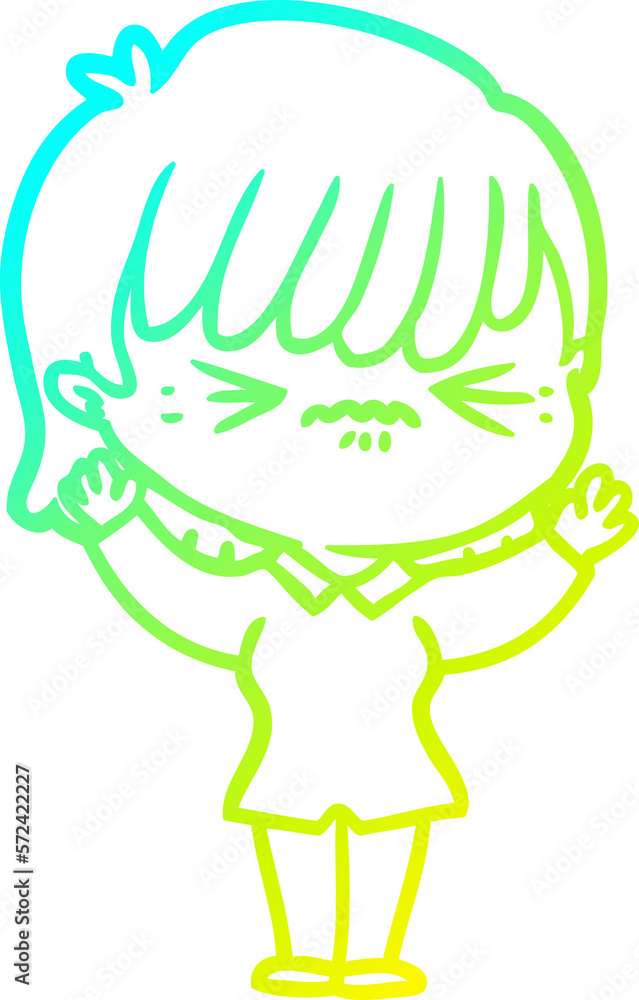 cold gradient line drawing annoyed cartoon girl cold gradient line drawing annoyed cartoon girl