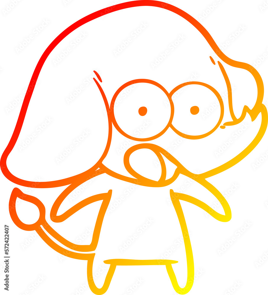 Naklejka premium warm gradient line drawing cute cartoon elephant