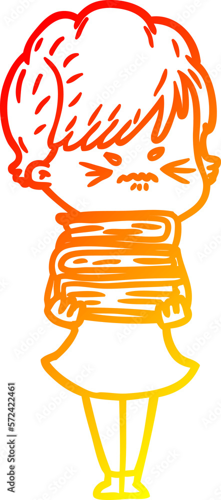 warm gradient line drawing cartoon frustrated woman warm gradient line drawing cartoon frustrated woman