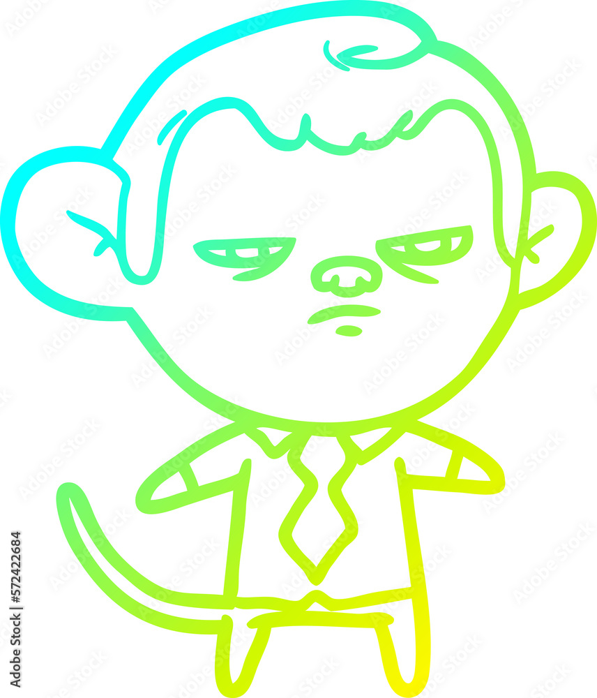 Fototapeta premium cold gradient line drawing cartoon monkey