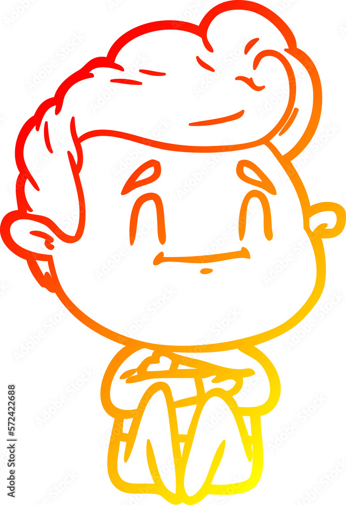warm gradient line drawing happy cartoon man sitting warm gradient line drawing happy cartoon man sitting