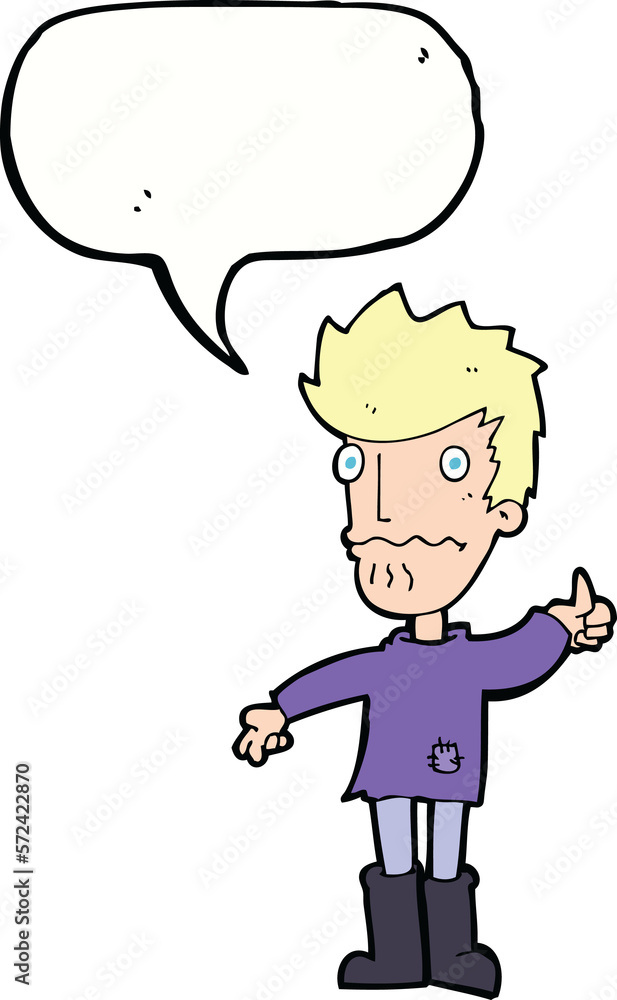 cartoon worried man giving thumbs up symbol with speech bubble cartoon worried man giving thumbs up symbol with speech bubble
