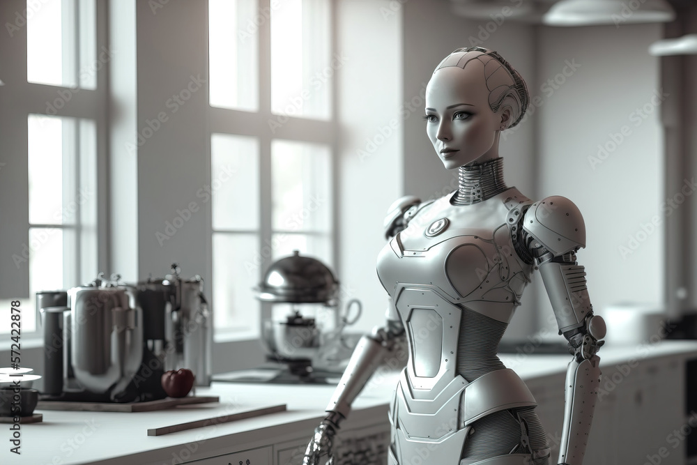 domestic service robot. sketch art for artist creativity and inspiration. generative AI	
