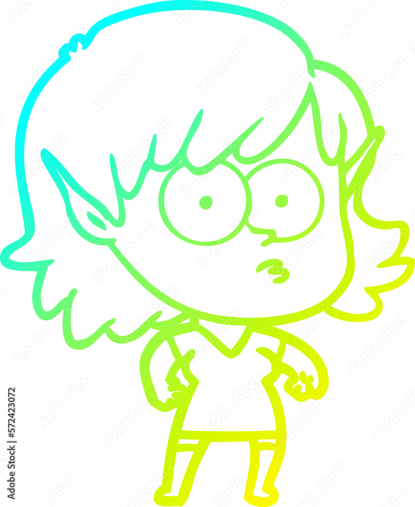cold gradient line drawing cartoon elf girl staring cold gradient line drawing cartoon elf girl staring