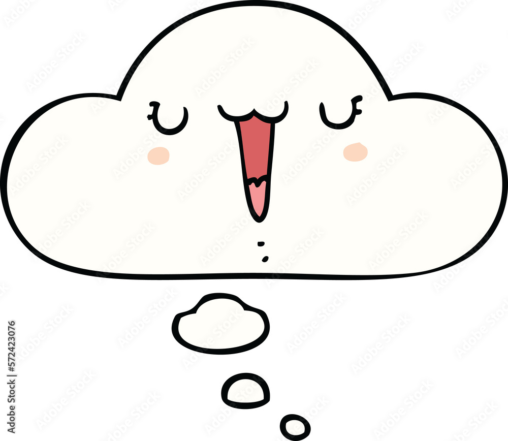 cute happy cartoon face and thought bubble cute happy cartoon face and thought bubble