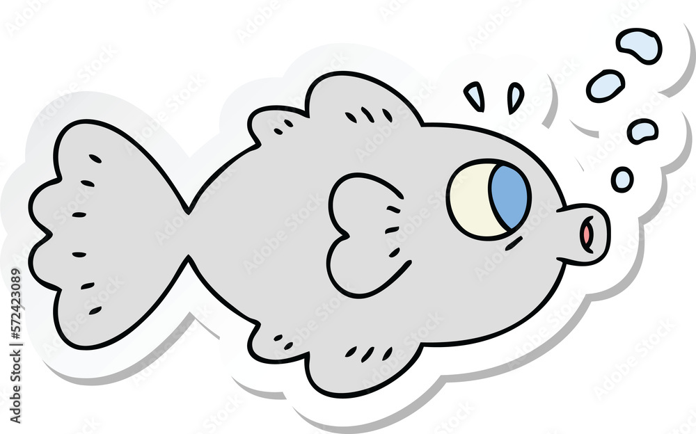sticker of a quirky hand drawn cartoon fish sticker of a quirky hand drawn cartoon fish