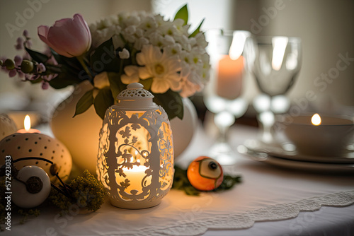 Obraz na płótnie Elegant Easter Table. Generative AI w salonie