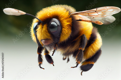 Flugakrobatin mit pelzigem Körper: Die Hummel im Detail - Generative Ai photo