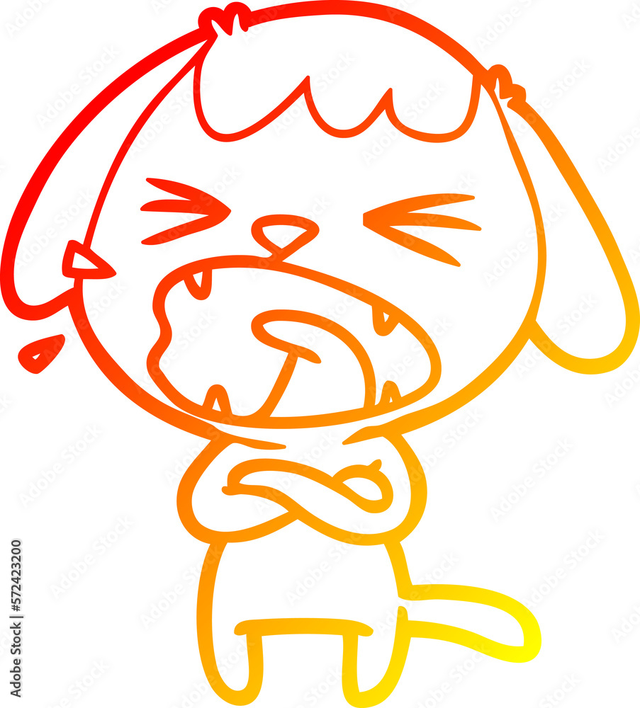 Obraz premium warm gradient line drawing cute cartoon dog