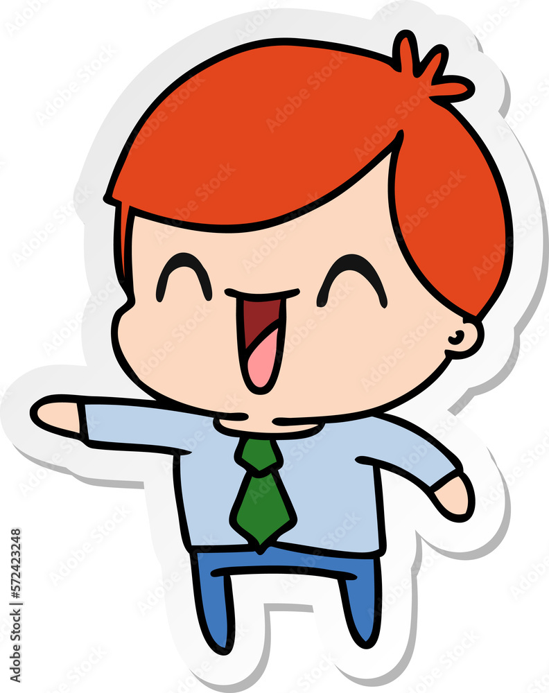 sticker cartoon of kawaii man in suit sticker cartoon of kawaii man in suit