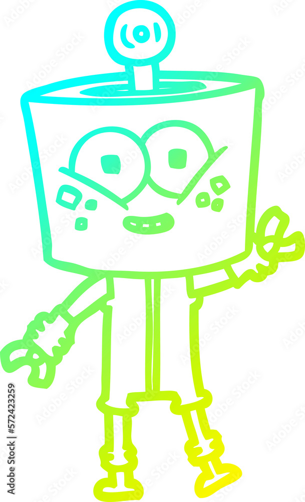 cold gradient line drawing happy cartoon robot cold gradient line drawing happy cartoon robot