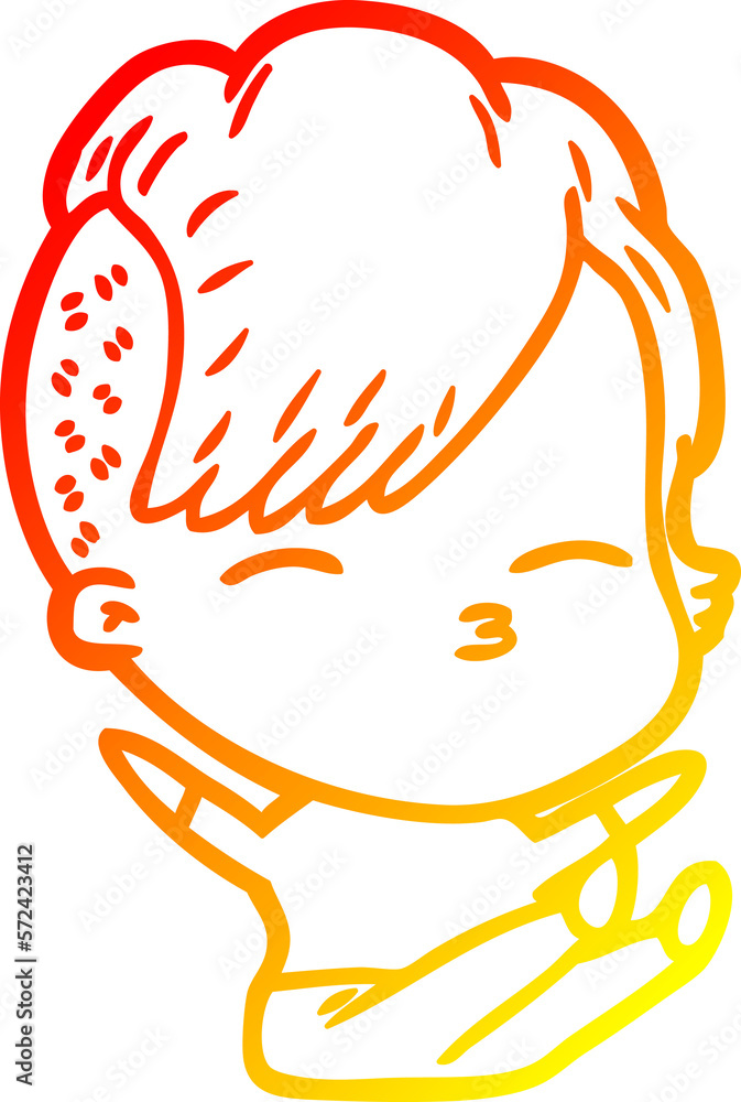 warm gradient line drawing cartoon squinting girl warm gradient line drawing cartoon squinting girl