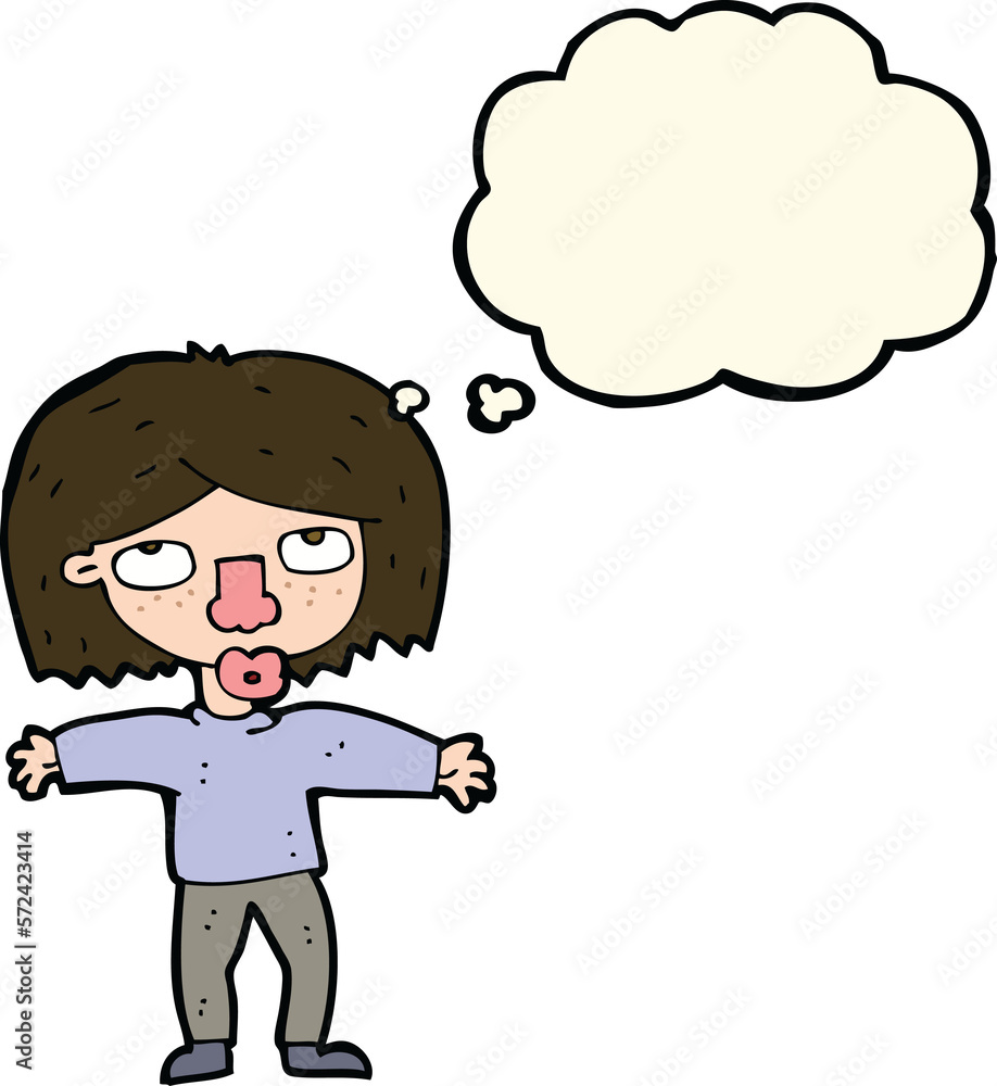 cartoon girl looking upwards with thought bubble cartoon girl looking upwards with thought bubble