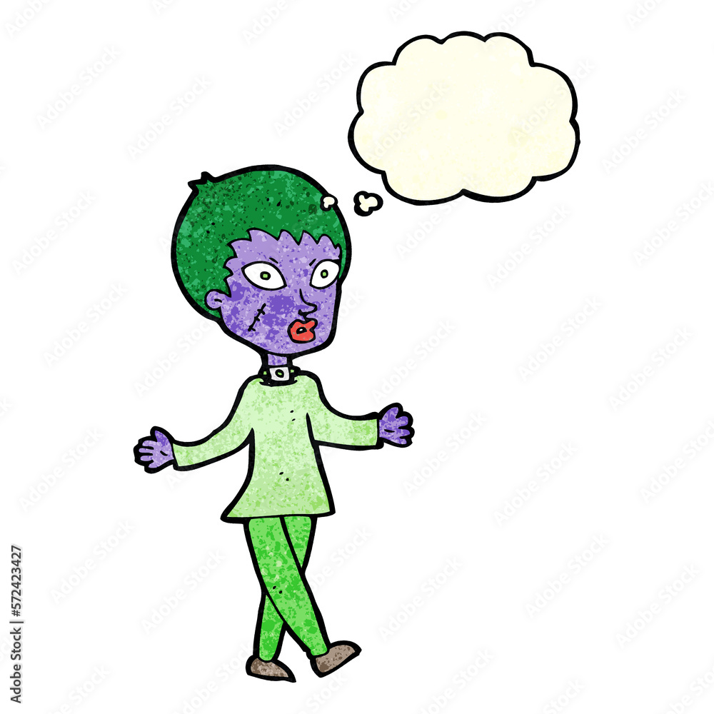 cartoon halloween zombie woman with thought bubble cartoon halloween zombie woman with thought bubble