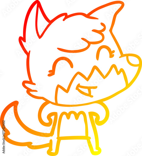 warm gradient line drawing happy cartoon fox