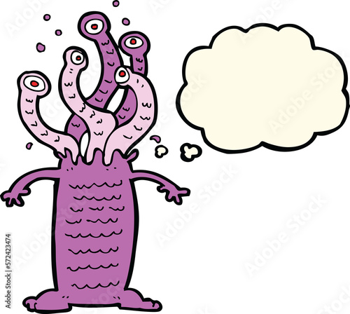 cartoon monster with thought bubble