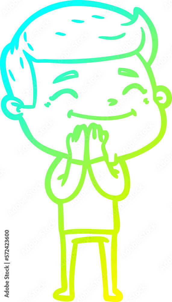 cold gradient line drawing happy cartoon man cold gradient line drawing happy cartoon man