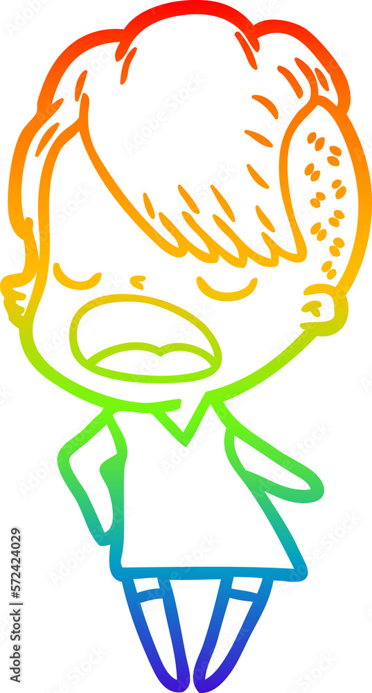 rainbow gradient line drawing cartoon cool hipster girl talking rainbow gradient line drawing cartoon cool hipster girl talking