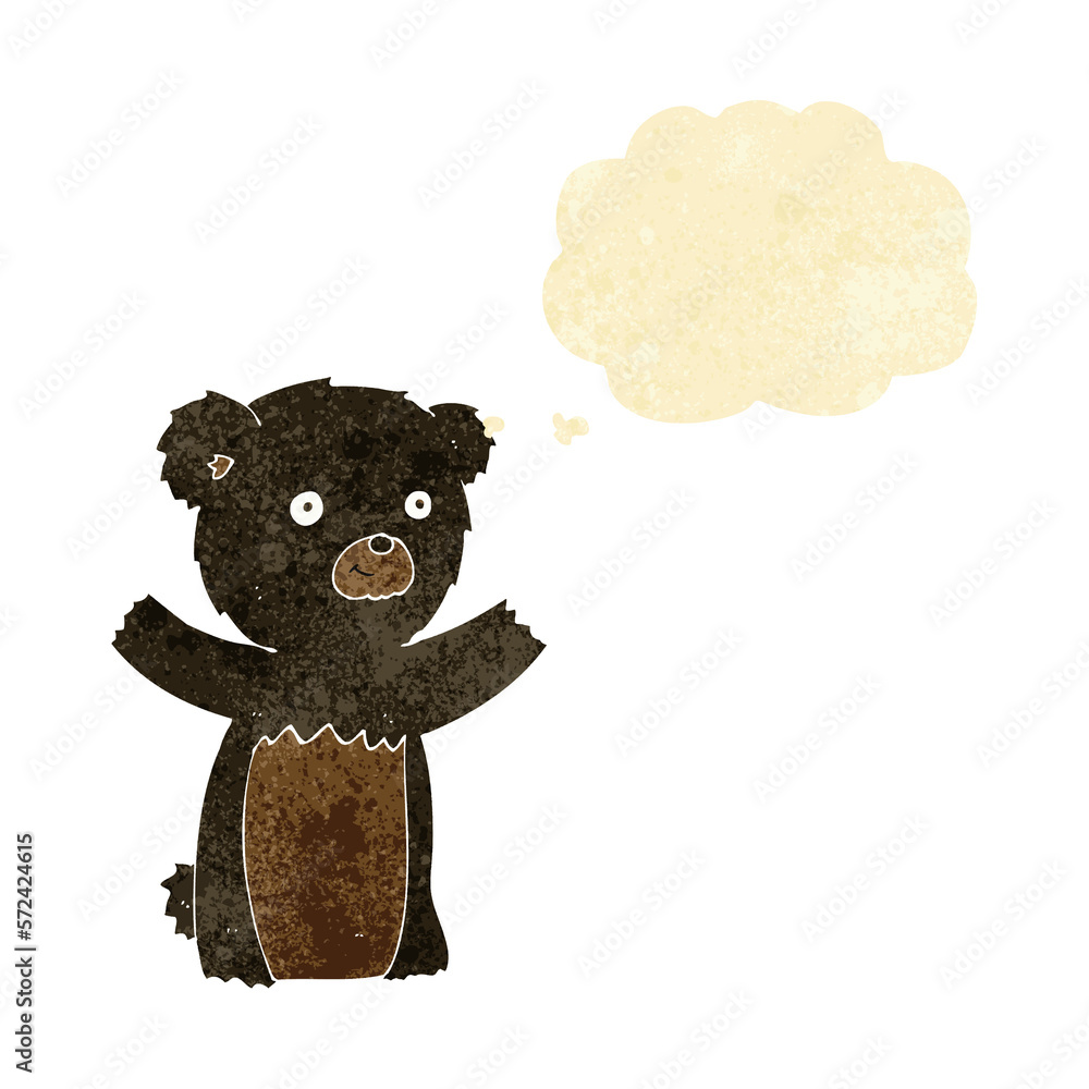 cartoon black bear cub with thought bubble cartoon black bear cub with thought bubble