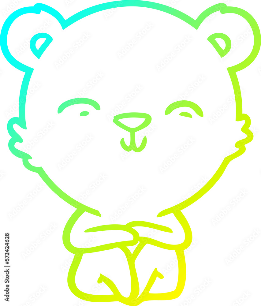 cold gradient line drawing happy cartoon bear sitting cold gradient line drawing happy cartoon bear sitting