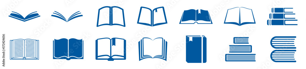 Set book silhouette icons, collection book sign - vector