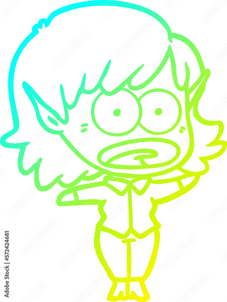 cold gradient line drawing cartoon shocked elf girl cold gradient line drawing cartoon shocked elf girl