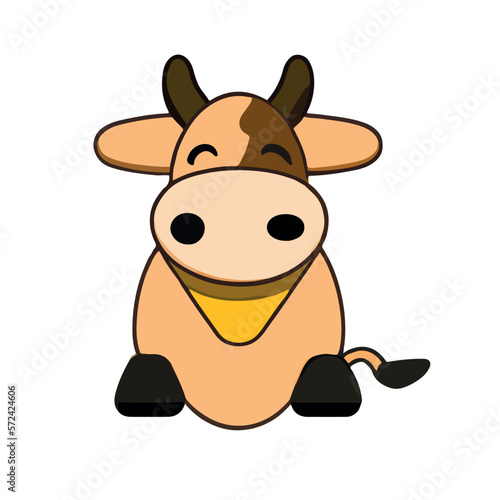 Cute Cow. Flat Minimalist logo  icon  t-shirts design. 