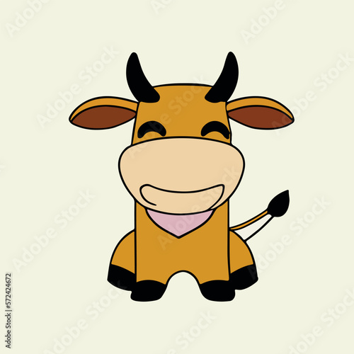 Cute Cow. Flat Minimalist logo  icon  t-shirts design. 