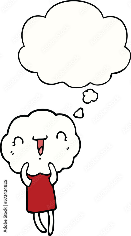 cute cartoon cloud head creature and thought bubble cute cartoon cloud head creature and thought bubble