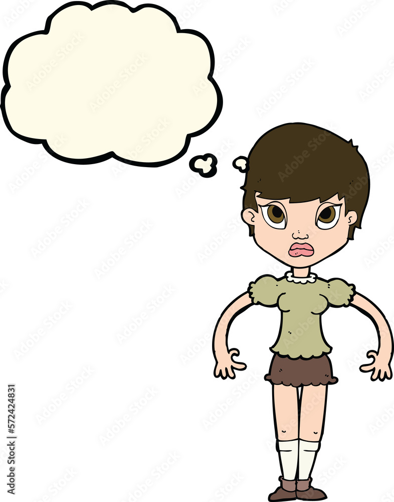 cartoon woman looking annoyed with thought bubble cartoon woman looking annoyed with thought bubble