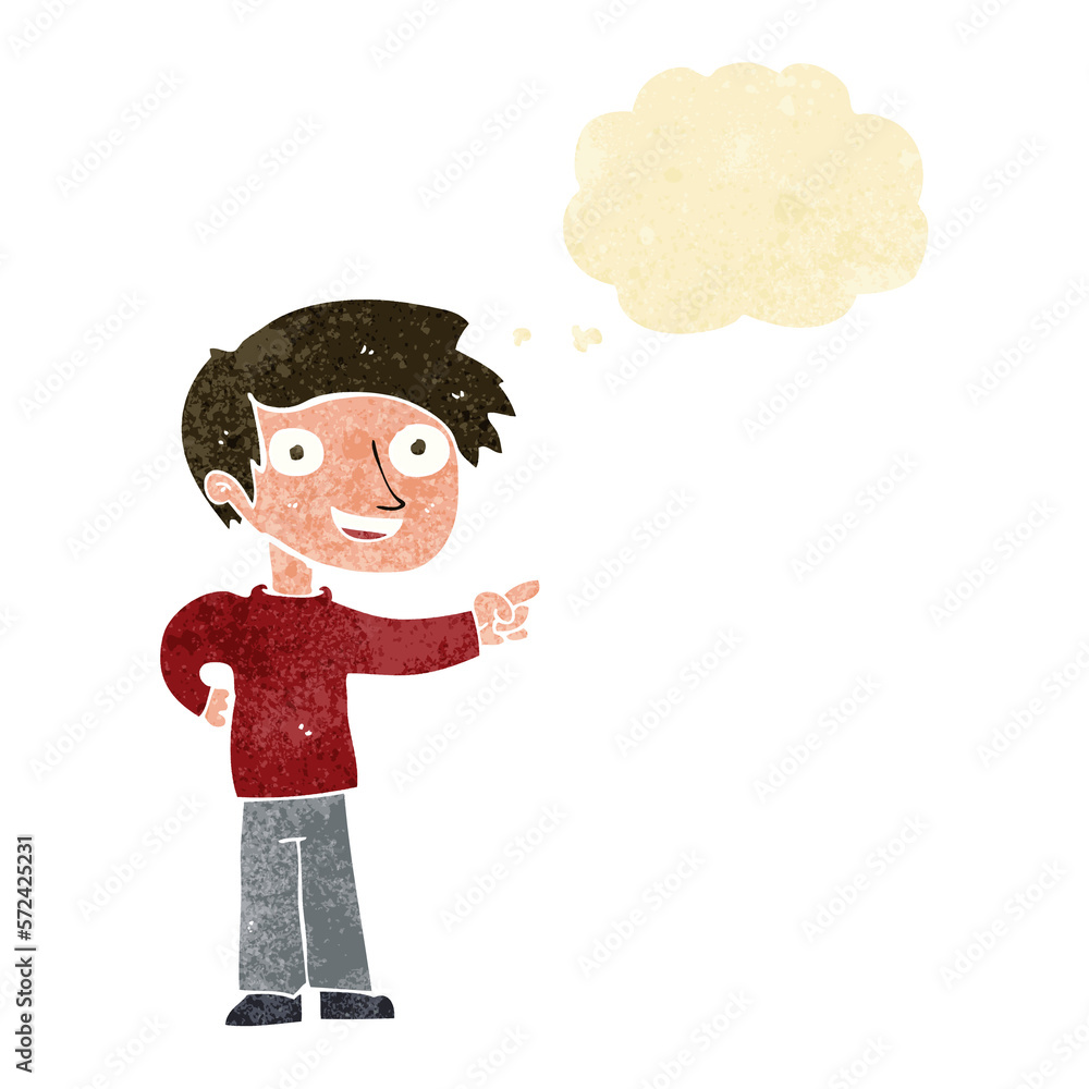 cartoon man pointing with thought bubble cartoon man pointing with thought bubble