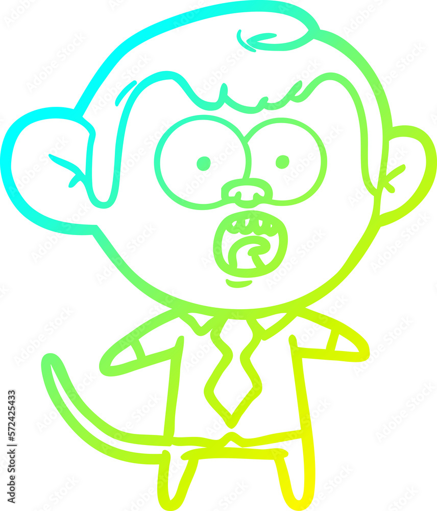 cold gradient line drawing cartoon monkey businessman cold gradient line drawing cartoon monkey businessman