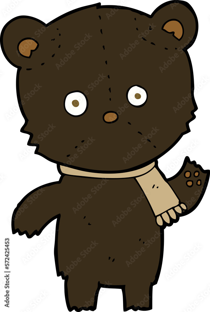 cartoon waving black bear cartoon waving black bear