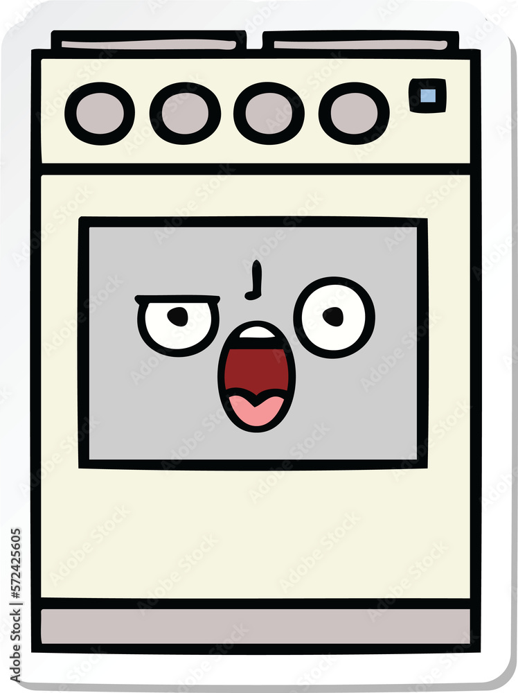 sticker of a cute cartoon kitchen oven sticker of a cute cartoon kitchen oven