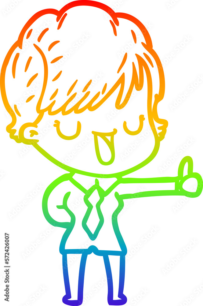 rainbow gradient line drawing cartoon woman talking